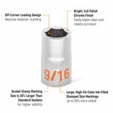 GearWrench 80703H 11 Piece 1/2" Drive 6 Point SAE Hi-Viz Socket Set - 2