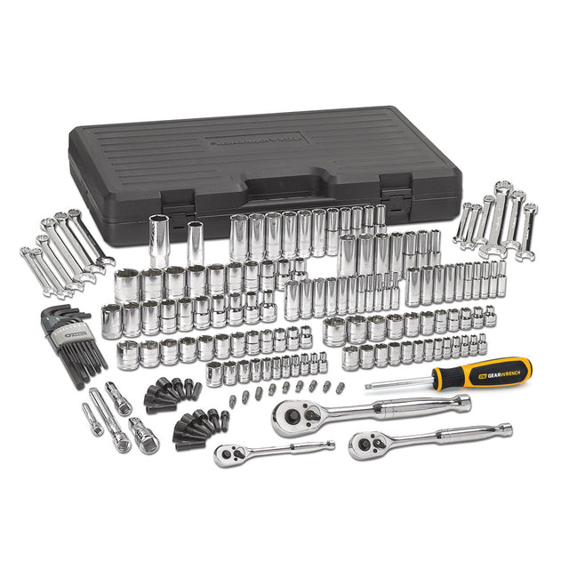 GearWrench 80932 165 Pc. 1/4", 3/8" & 1/2" Drive 6 Point Standard & Deep SAE/Metric Mechanics Tool Set