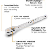 GearWrench 81215XP 3/8" Drive FlexHead Ratchet TearDrop 120XP FP - 2