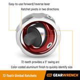 GearWrench 81270 3/8" Drive 72-Tooth Gimbal Ratchet - 2