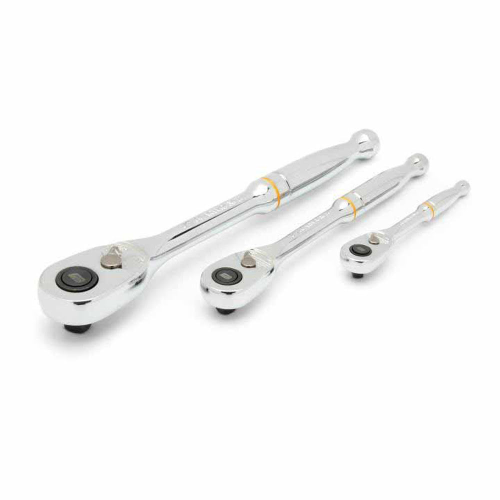 GearWrench 81310T 3 Pc. 1/4", 3/8" and 1/2" Drive 90-Tooth Quick Release Teardrop Ratchet Set - 2