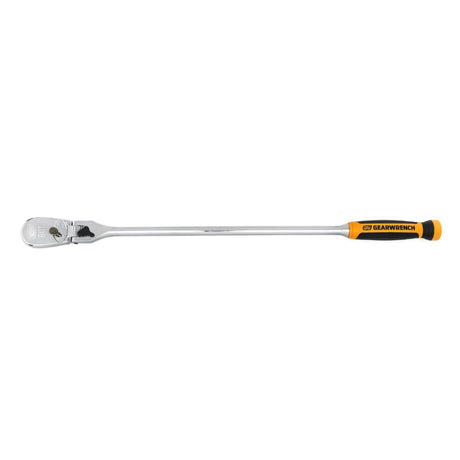 GEARWRENCH 81372T 1/2 Inch Drive 90-Tooth Locking Flex Head Teardrop Ratchet, Dual Material Grip, 24 Inch Length