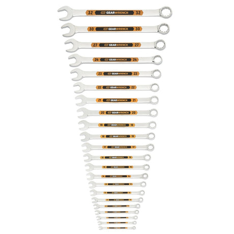 GearWrench 81916H Metric Hi-Viz Long Pattern Combination Wrench Set with Tool Roll (22 Piece)