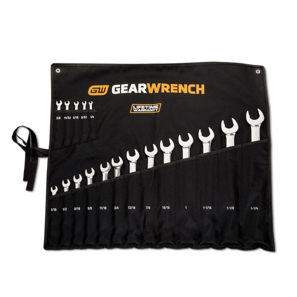 GearWrench 81917H SAE Hi-Viz Long Pattern 12 Point Combination Wrench Set with Roll (18 Piece Set) - 5