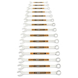 GearWrench 81918H Hi Viz 12 Point SAE Long Pattern Combination Wrench Set with Roll (15 Piece)