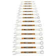 GearWrench 81918H Hi Viz 12 Point SAE Long Pattern Combination Wrench Set with Roll (15 Piece)