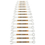 GearWrench 81918H Hi Viz 12 Point SAE Long Pattern Combination Wrench Set with Roll (15 Piece)