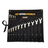 GearWrench 81918H Hi Viz 12 Point SAE Long Pattern Combination Wrench Set with Roll (15 Piece) - 5