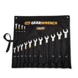 GearWrench 81918H Hi Viz 12 Point SAE Long Pattern Combination Wrench Set with Roll (15 Piece) - 5