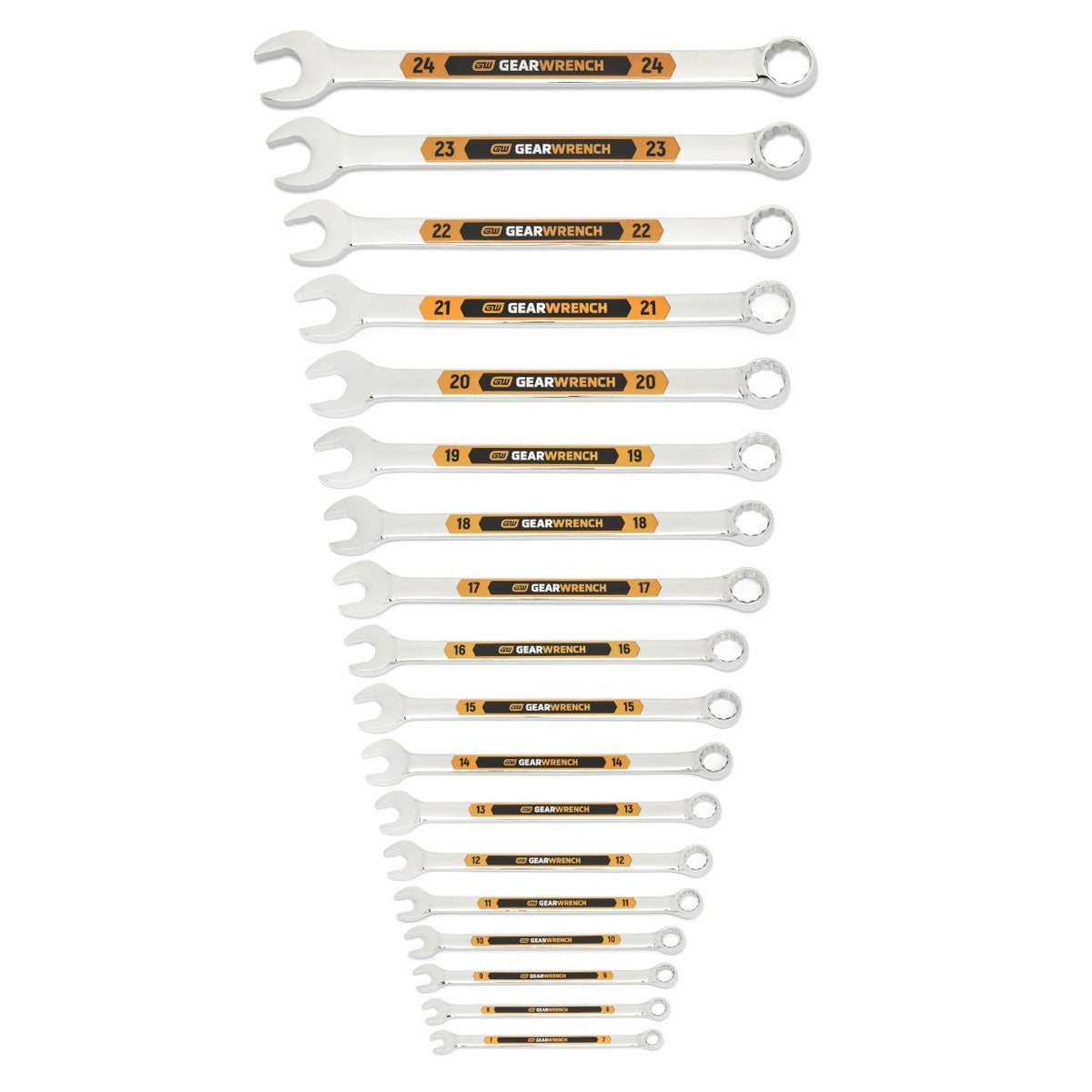 GearWrench 81920H Metric Hi-Viz Long Pattern Combination Wrench Set with Tool Roll (18 Piece)