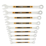 GearWrench 81932H 12 Point Metric Hi-Viz Long Pattern Combination Wrench Set with Tool Roll (9 Piece)
