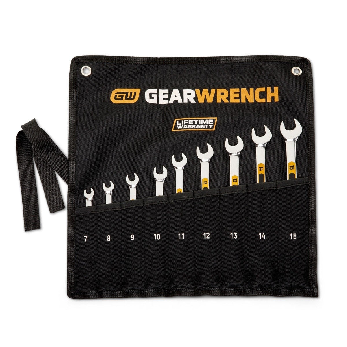 GearWrench 81932H 12 Point Metric Hi-Viz Long Pattern Combination Wrench Set with Tool Roll (9 Piece) - 5
