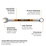 GearWrench 81933H 12 Point SAE Hi-Viz Long Pattern Combination Wrench Set with Tool Roll (7 Piece) - 2