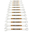 GearWrench 81934H 12 Point SAE Hi-Viz Long Pattern Combination Wrench Set with Tool Roll (11 Piece Set)