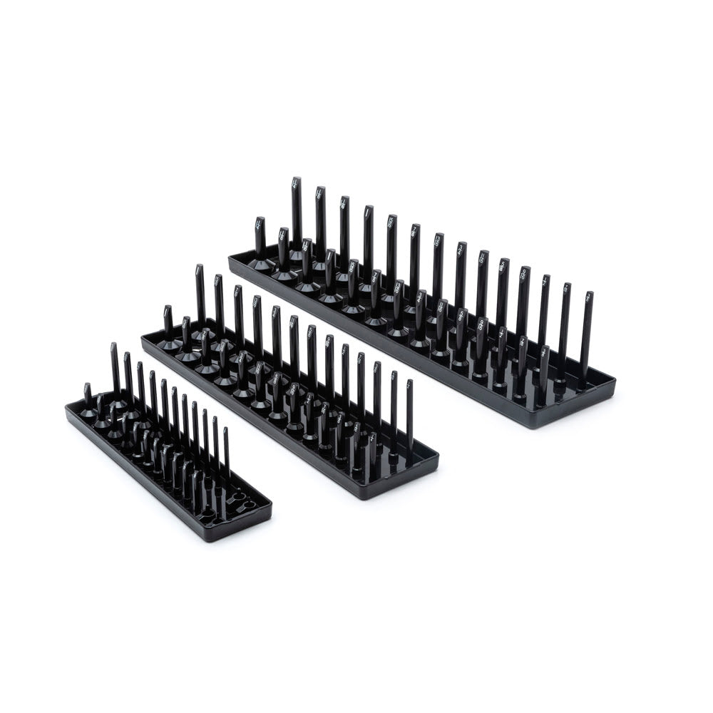 GearWrench 83118 3-Piece 1/4", 3/8" & 1/2" Drive Black SAE Socket Storage Tray Set