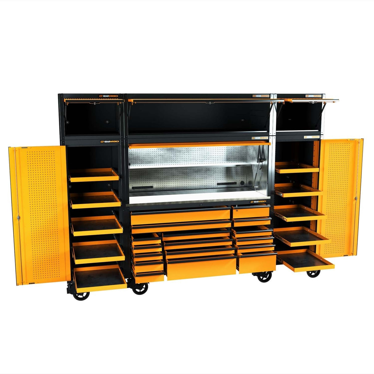 GearWrench 83238HTC 72 in x 30 in Top Mount Hutch with LED Light and Power Strips for Professional Mobile Workbench System - 8