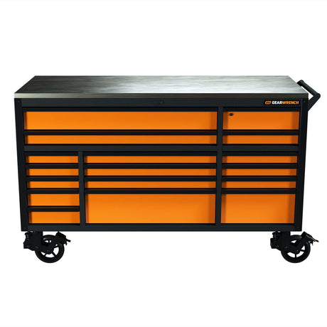 GearWrench 83238 72 in. x 30 in. 17 Drawer Professional Mobile Workbench with Stainless Steel Worktop