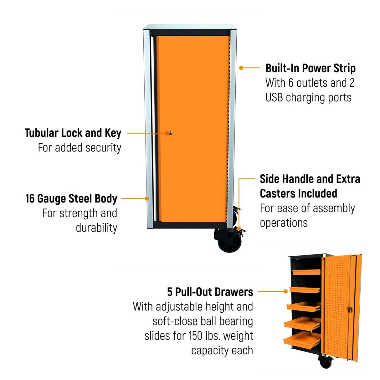 GearWrench 83249SL 28 in x 24 in Steel Side Locker with Power Strips for 72 in Rolling Tool Cabinet System - 2