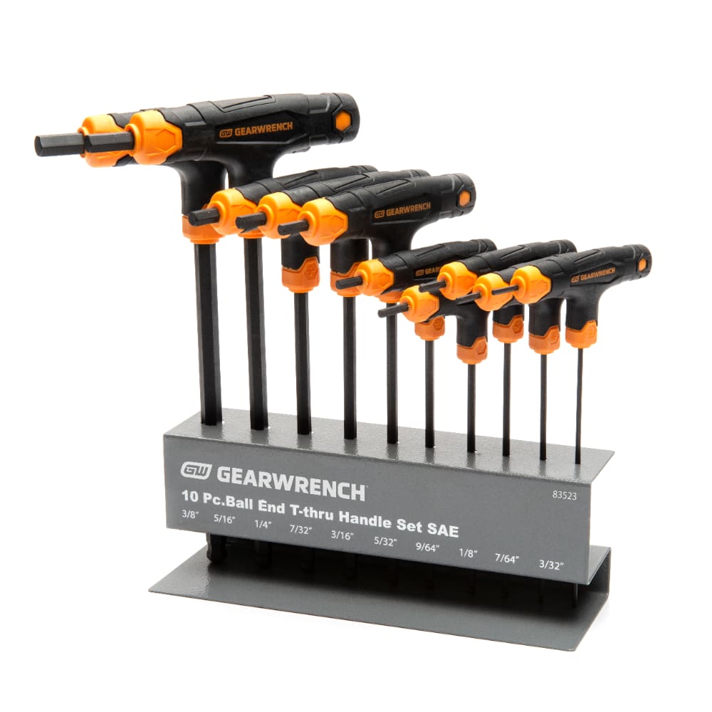 GearWrench 83523 10 Piece SAE Ball End T-Handle Hex Key Set