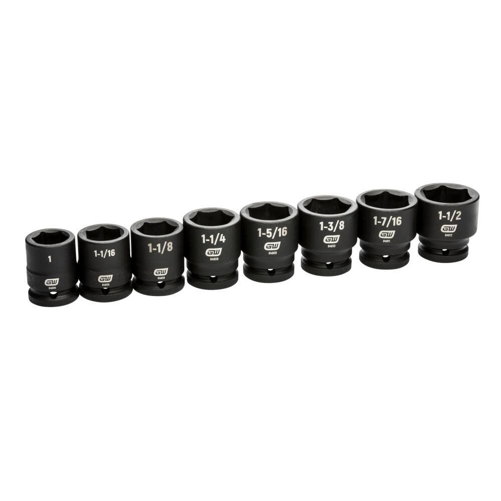 GearWrench 84034 8 Piece 3/4" Drive 6 Point SAE Impact Socket Set