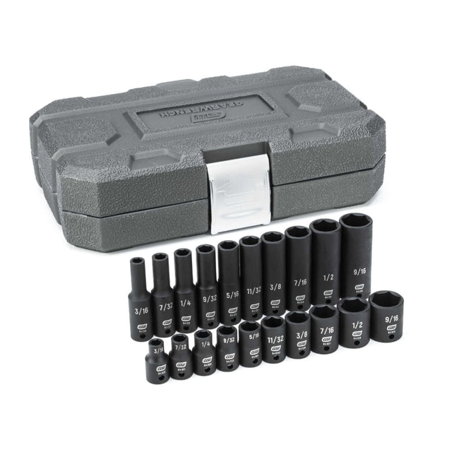 GearWrench 84900 20 Pc. 1/4" Drive 6 Point Standard & Deep Impact SAE Socket Set