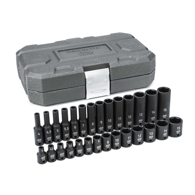 GearWrench 84901 28 Pc. 1/4" Drive 6 Point Standard & Deep Impact Metric Socket Set