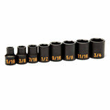 GearWrench 84910H 8 Piece 3/8" Drive 6 Point SAE Hi-Viz Impact Socket Set - 3