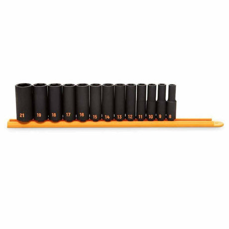 GearWrench 84914H 13 Piece 3/8" Drive 6 Point Metric Hi-Viz Deep Impact Socket Set