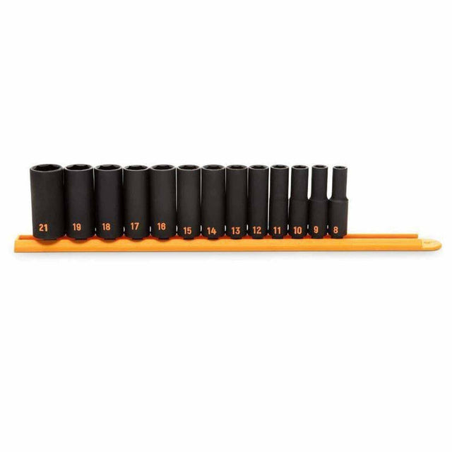 GearWrench 84914H 13 Piece 3/8" Drive 6 Point Metric Hi-Viz Deep Impact Socket Set