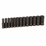 GearWrench 84914H 13 Piece 3/8" Drive 6 Point Metric Hi-Viz Deep Impact Socket Set - 3
