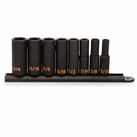 GearWrench 84915H 8 Piece 3/8" Drive 6 Point SAE Hi-Viz Deep Impact Socket Set
