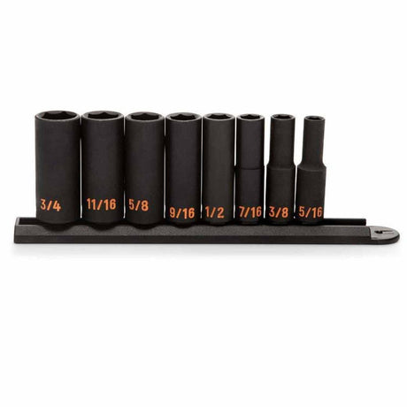 GearWrench 84915H 8 Piece 3/8" Drive 6 Point SAE Hi-Viz Deep Impact Socket Set