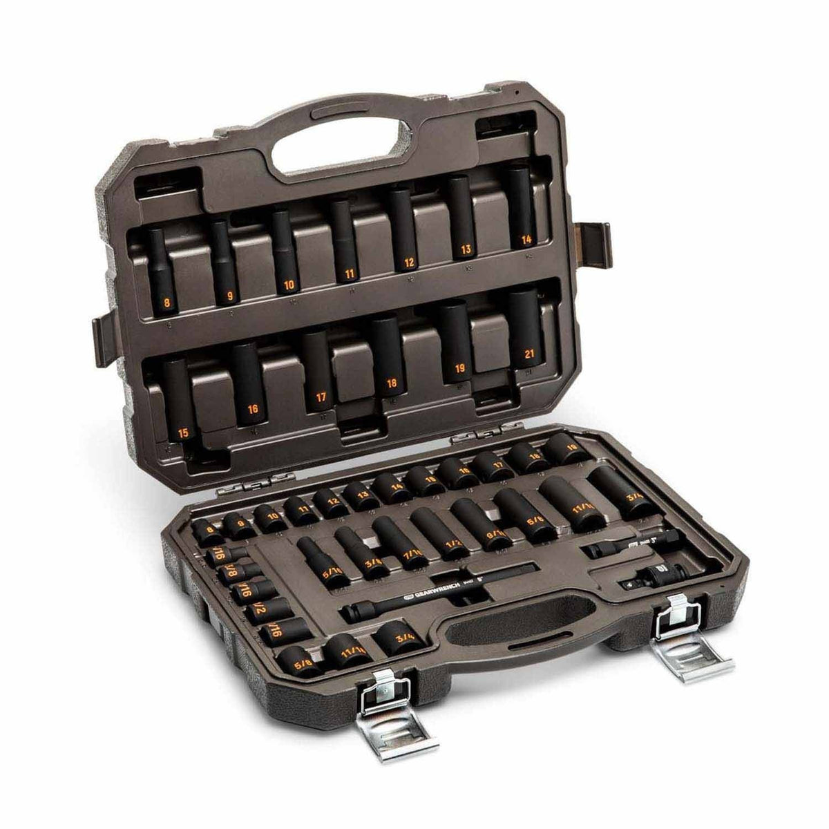 GearWrench 84916H 44 Piece 3/8" Drive 6 Point Standard & Deep Impact SAE/Metric Hi-Viz Socket Set - 3