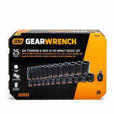 GearWrench 84919H 25 Piece 3/8" Drive 6 Point SAE Hi-Viz Standard & Deep Impact Socket Set - 4