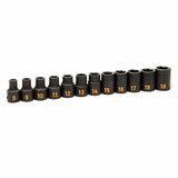 GearWrench 84930H 12 Piece 1/2" Drive 6 Point Metric Hi-Viz Impact Socket Set