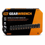 GearWrench 84930H 12 Piece 1/2" Drive 6 Point Metric Hi-Viz Impact Socket Set - 4