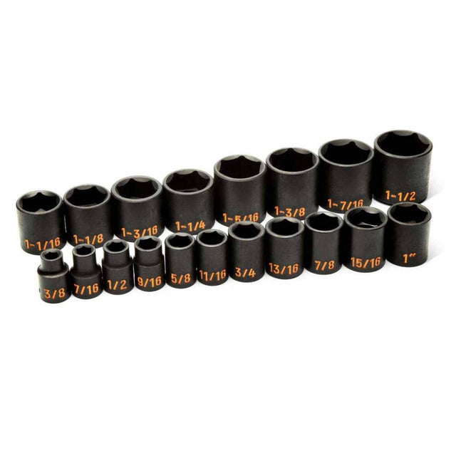 GearWrench 84932H 19 Piece 1/2" Drive 6 Point SAE Hi-Viz Impact Socket Set