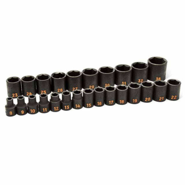 GearWrench 84933H 25 Piece 1/2" Drive 6 Point Metric Hi-Viz Impact Socket Set