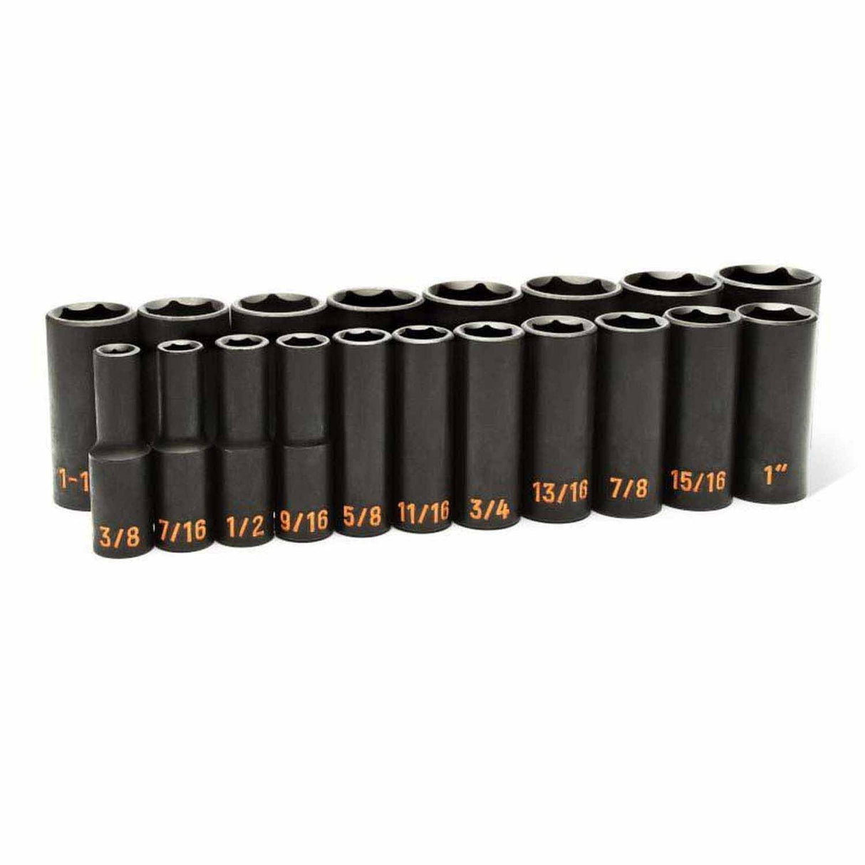 GearWrench 84934H 19 Piece 1/2" Drive 6 Point SAE Hi-Viz Deep Impact Socket Set