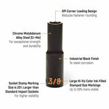 GearWrench 84934H 19 Piece 1/2" Drive 6 Point SAE Hi-Viz Deep Impact Socket Set - 2