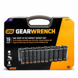 GearWrench 84934H 19 Piece 1/2" Drive 6 Point SAE Hi-Viz Deep Impact Socket Set - 4