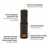 GearWrench 84935H 29 Piece 1/2" Drive 6 Point Metric Hi-Viz Deep Impact Socket Set - 2