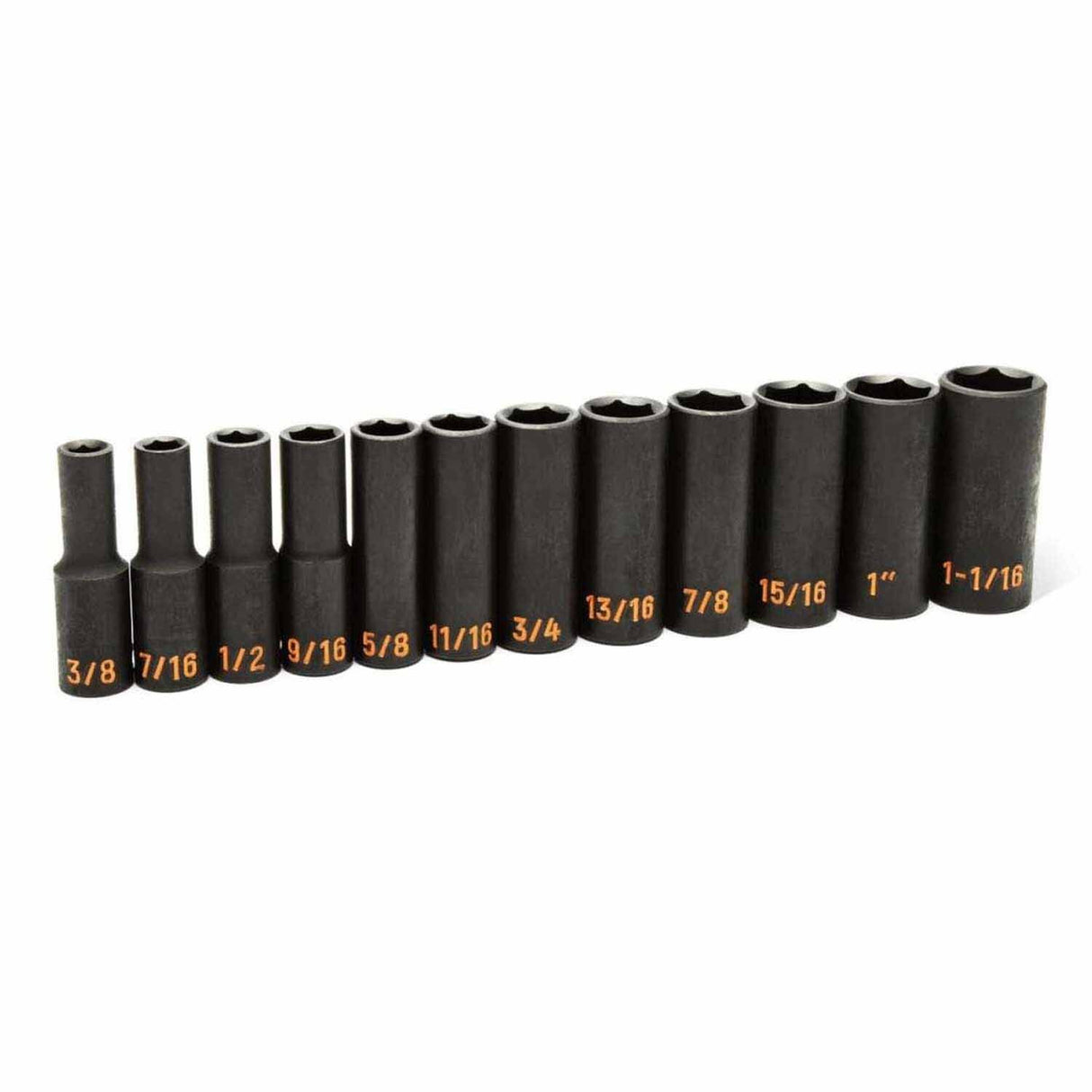 GearWrench 84942H 12 Piece 1/2" Drive 6 Point SAE Hi-Viz Deep Impact Socket Set