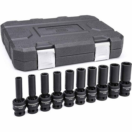 GearWrench 84943N 10 Pc. 1/2" Drive 6 Point Deep Universal Impact SAE Socket Set