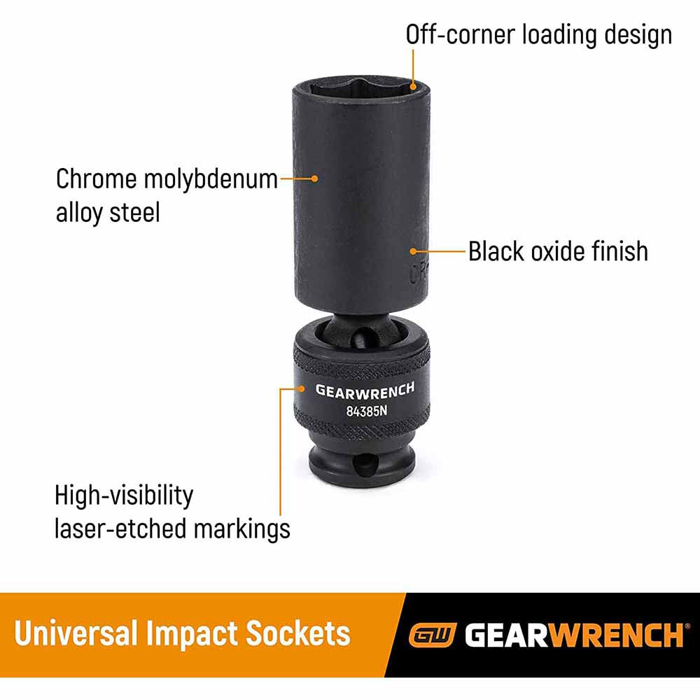 GearWrench 84943N 10 Pc. 1/2" Drive 6 Point Deep Universal Impact SAE Socket Set - 3