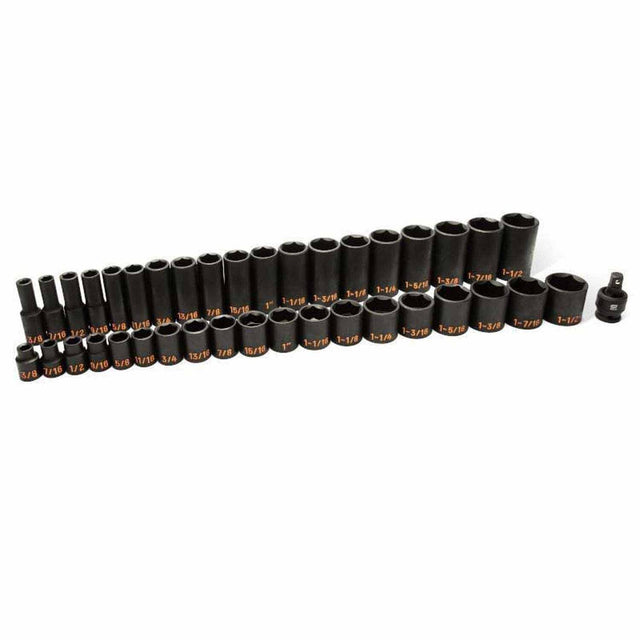 GearWrench 84947H 39 Piece 1/2" Drive 6 Point SAE Hi-Viz Standard & Deep Impact Socket Set