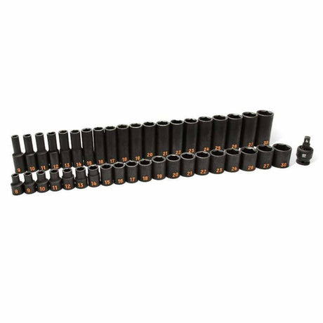 GearWrench 84948H 39 Piece 1/2" Drive 6 Point Metric Hi-Viz Standard & Deep Impact Socket Set