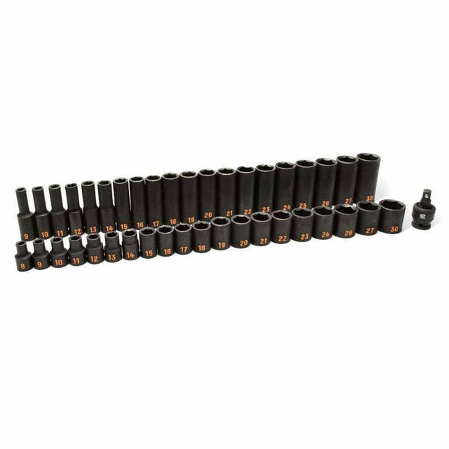 GearWrench 84948H 39 Piece 1/2" Drive 6 Point Metric Hi-Viz Standard & Deep Impact Socket Set