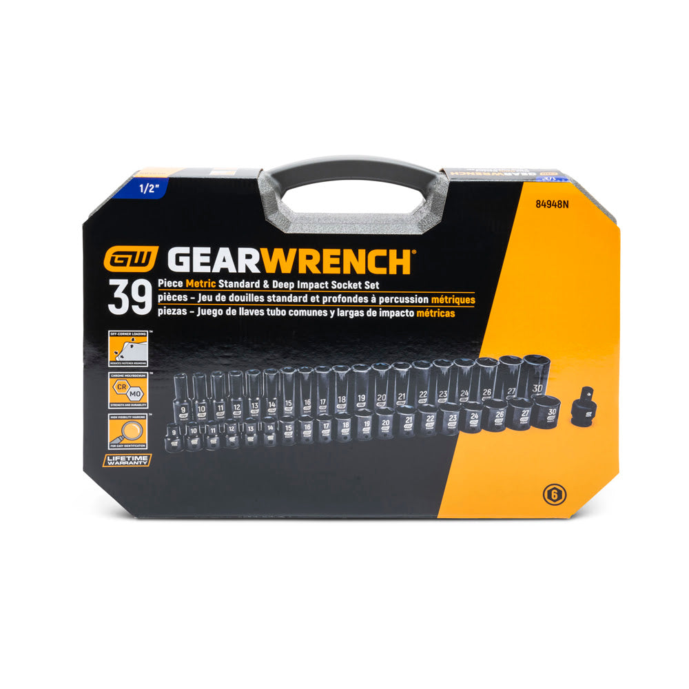 GearWrench 84948N 39 Pc. 1/2" Drive 6 Point Standard & Deep Impact Metric Socket Set - 4