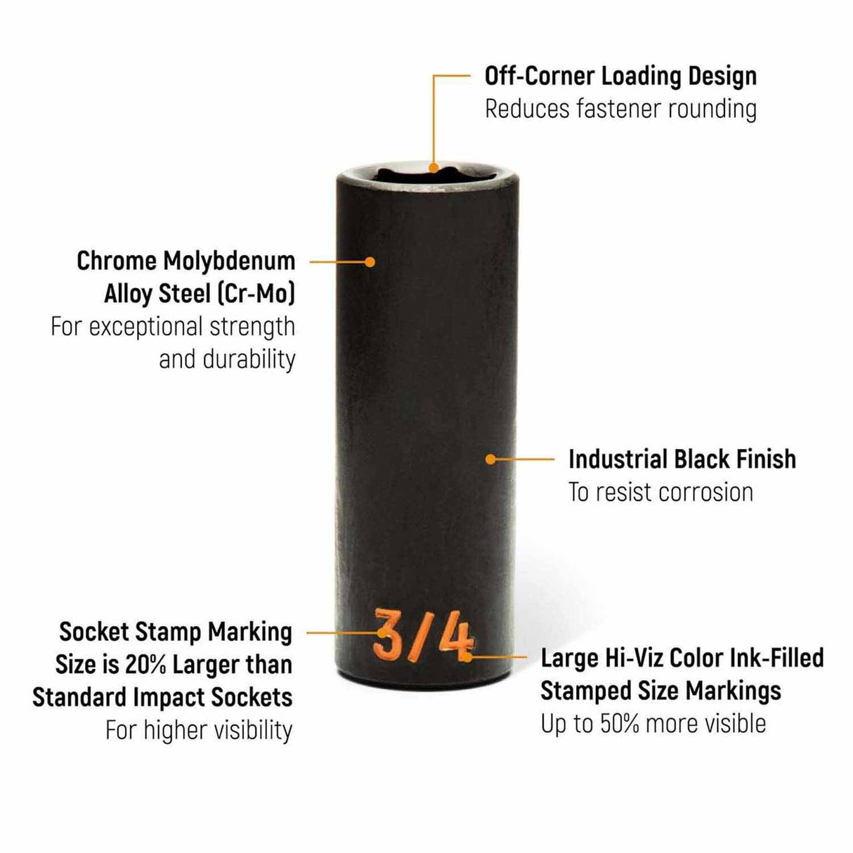 GearWrench 84949H 27 Piece 1/2" Drive 6 Point SAE Hi-Viz/Metric Hi-Viz Deep Impact Socket Set - 2